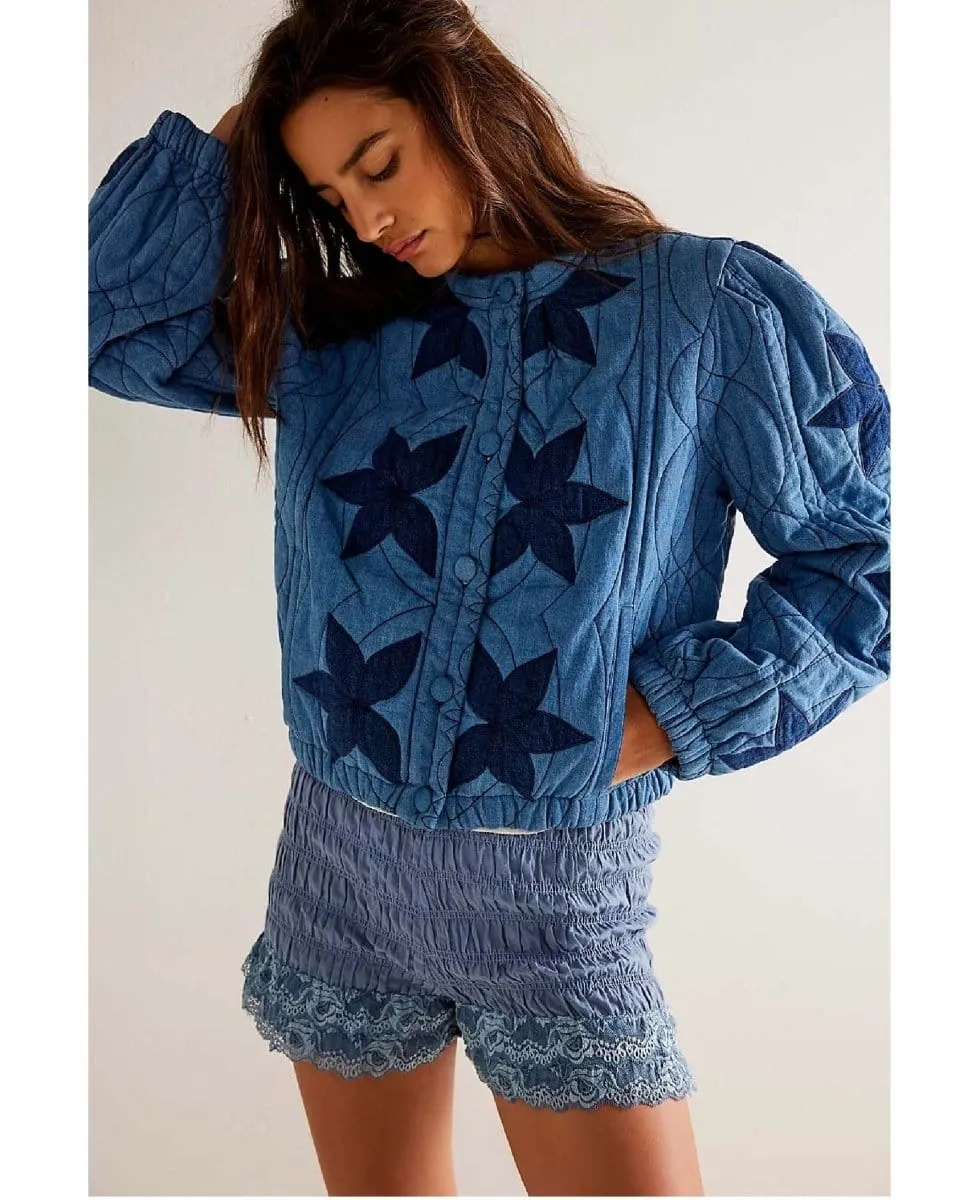 Quinn Quilted Jacket Indigo Stars