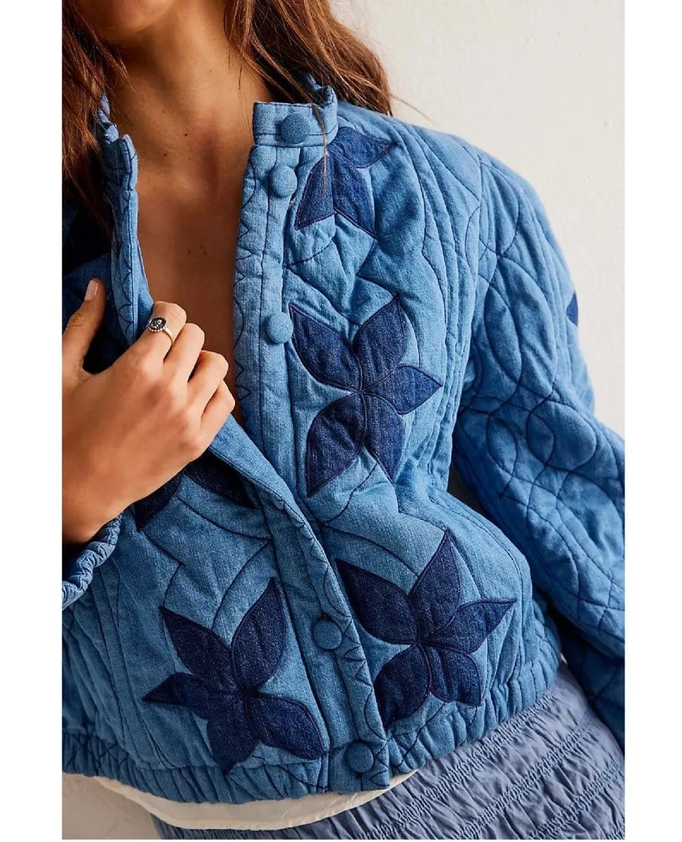 Quinn Quilted Jacket Indigo Stars