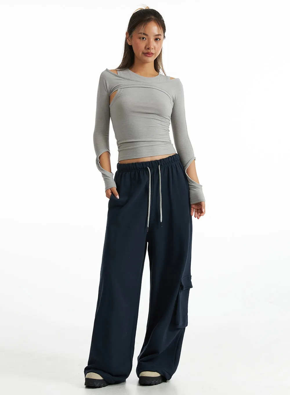 Relaxed Drawstring Cargo Pants CO318