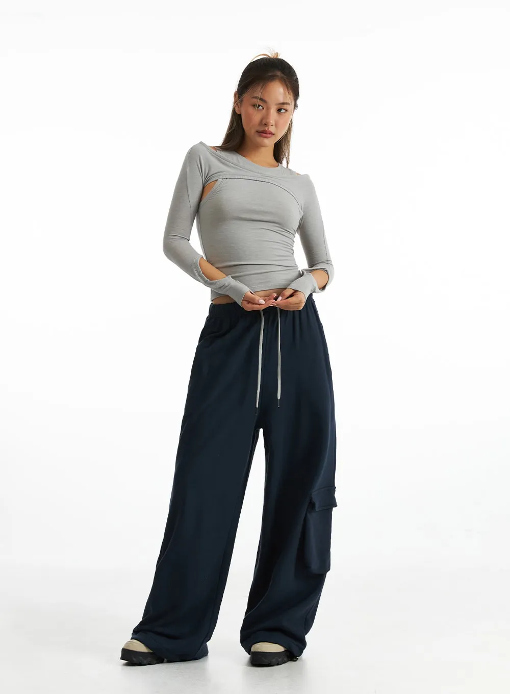 Relaxed Drawstring Cargo Pants CO318