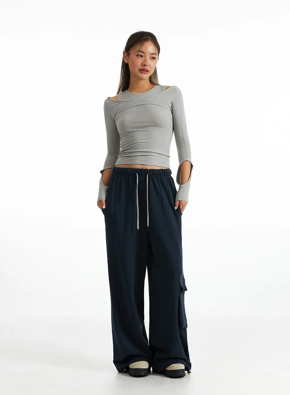 Relaxed Drawstring Cargo Pants CO318