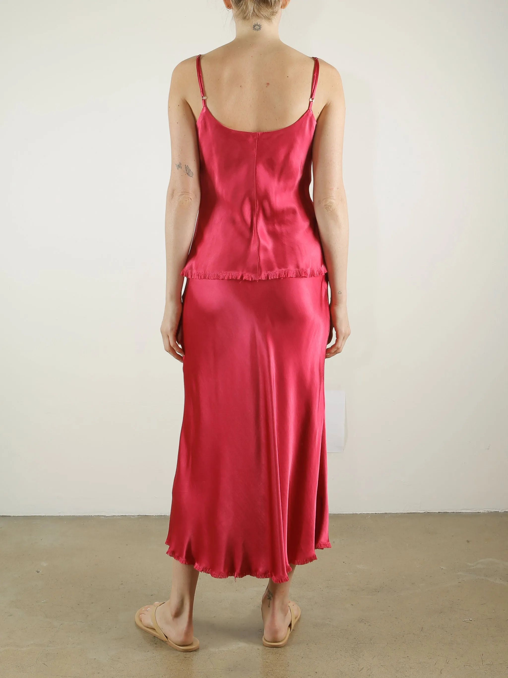 Riley Skirt in Vintage Satin - Cerise