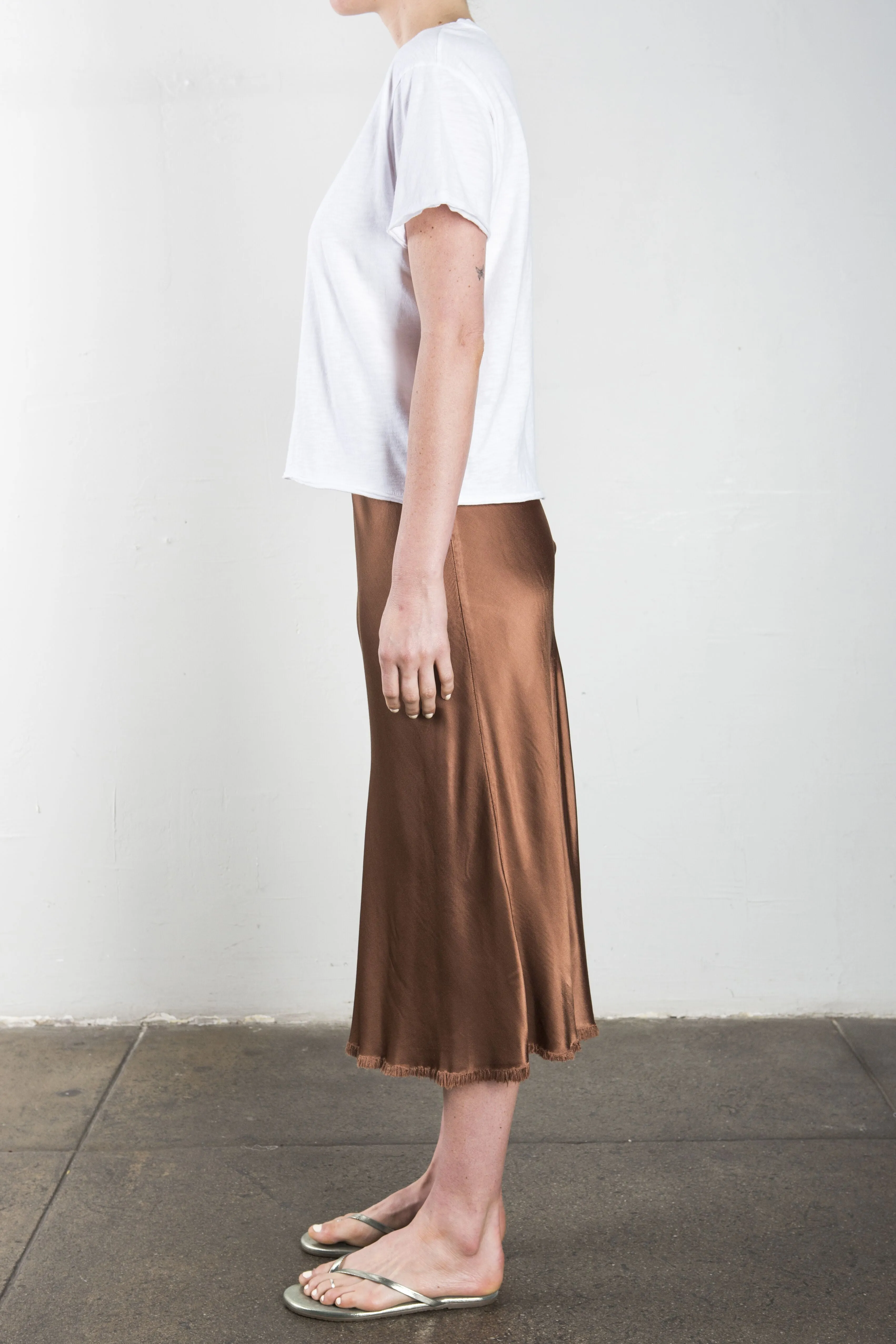 Riley Skirt in Vintage Satin - Earth