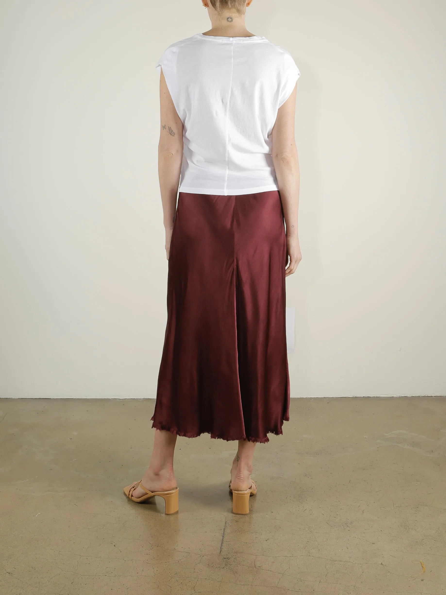 Riley Skirt in Vintage Satin - Fig