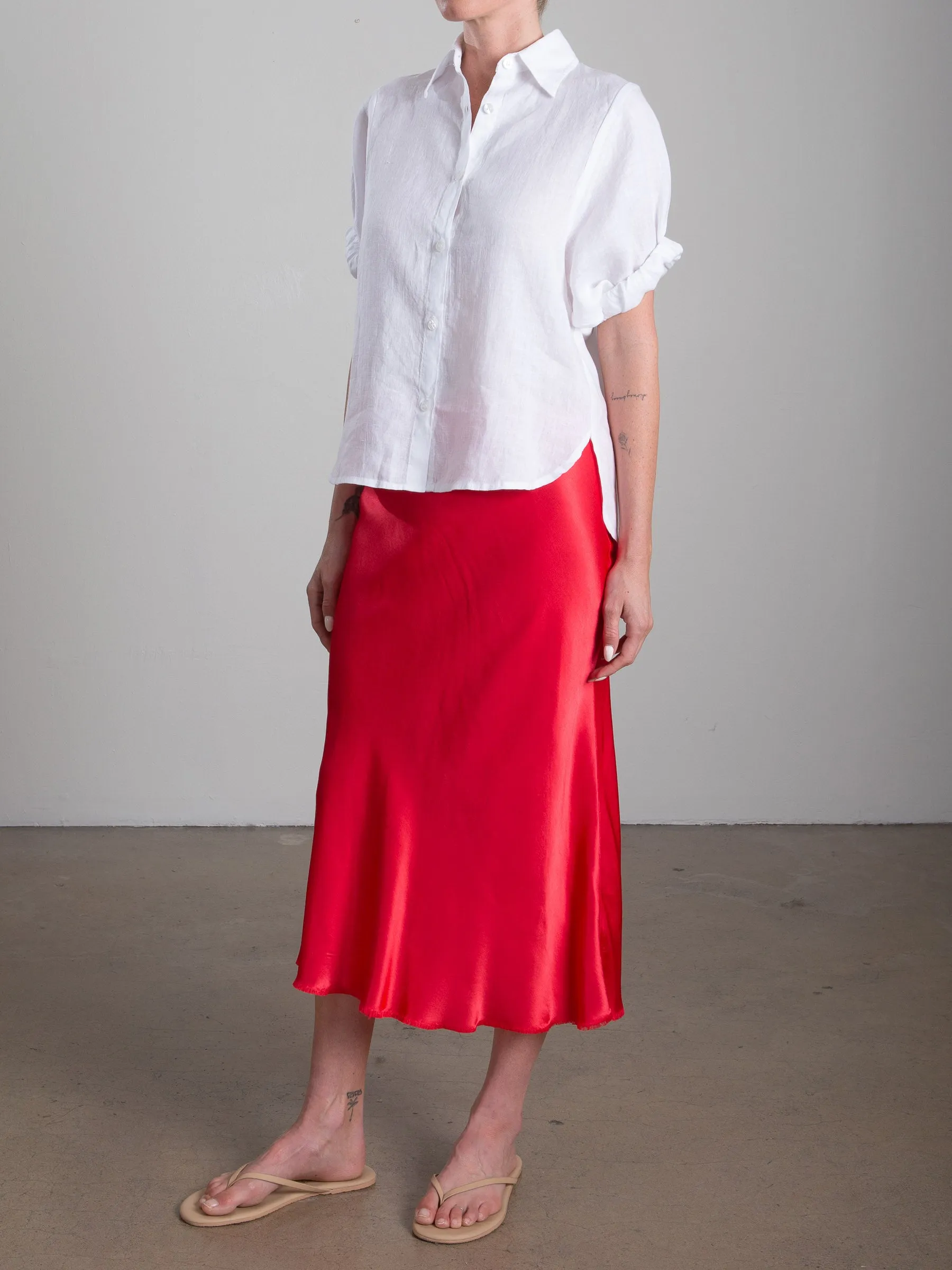 Riley Skirt in Vintage Satin - Maraschino