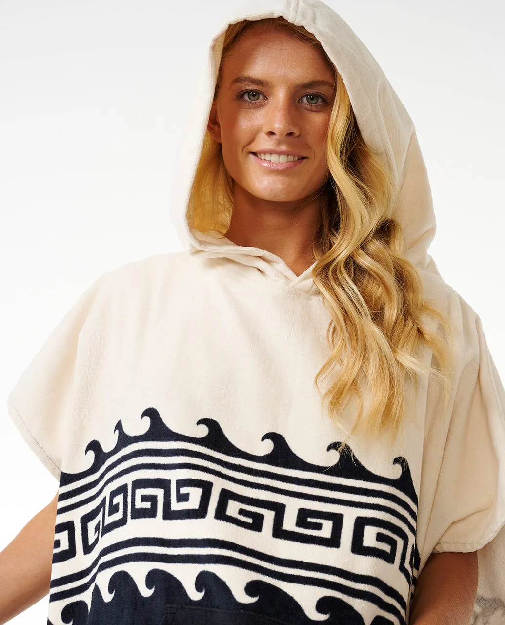 Rip Curl Mixed Hooded Poncho-Black/Oatmeal