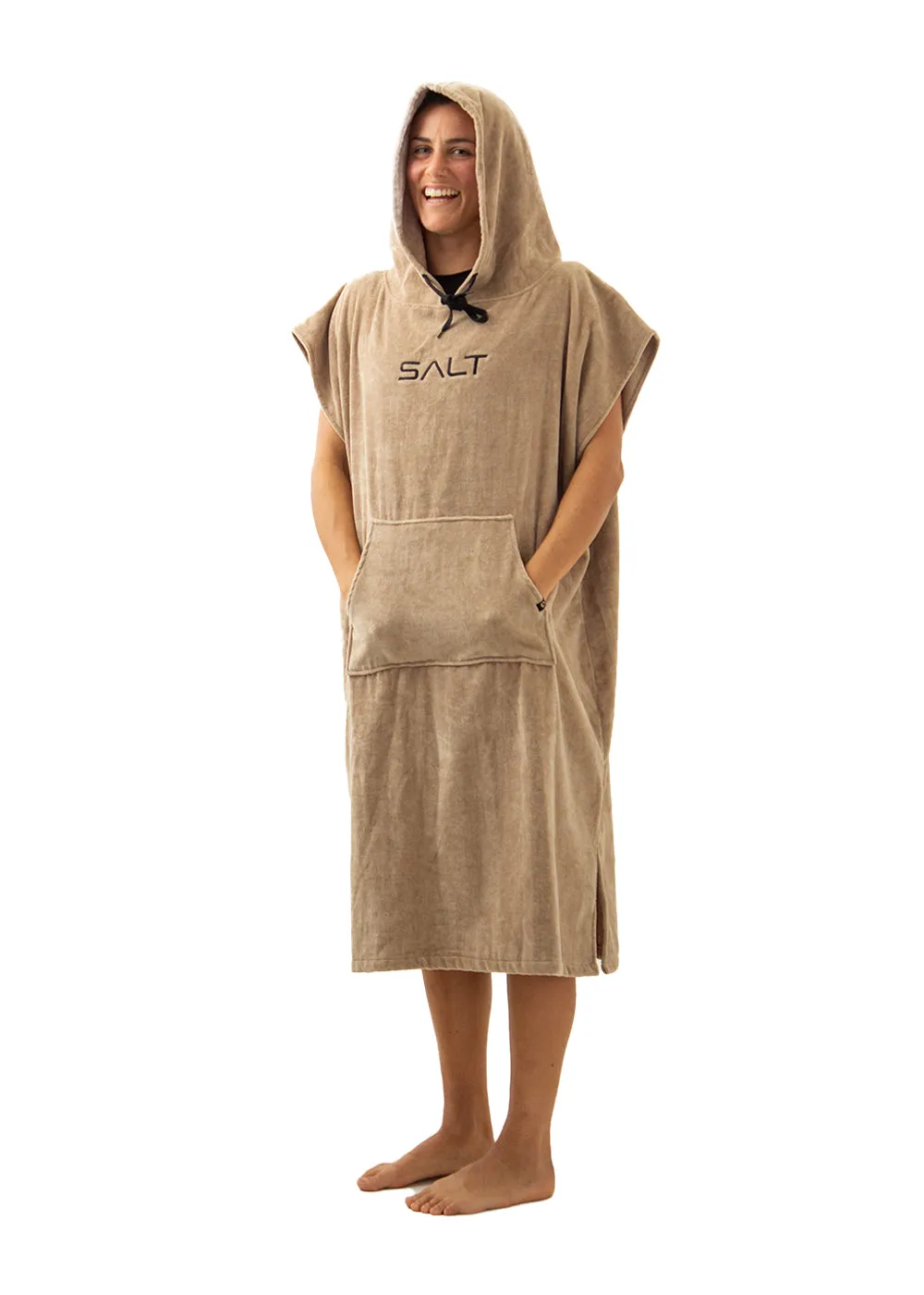 SALT Hooded Cotton Poncho Towel - Tan