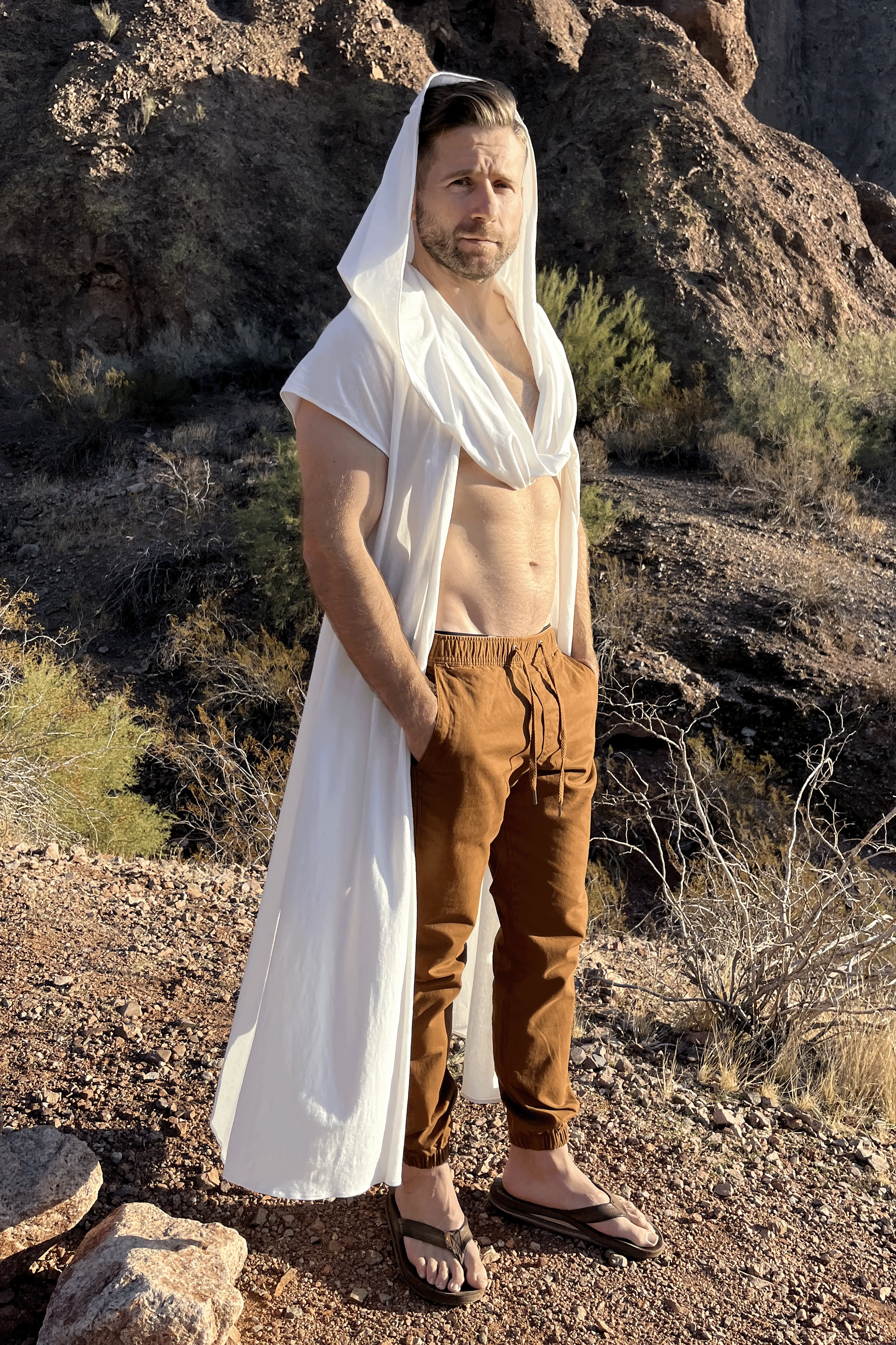 Serenity, The Unisex, Lightweight Robe With Hood in Natural Color