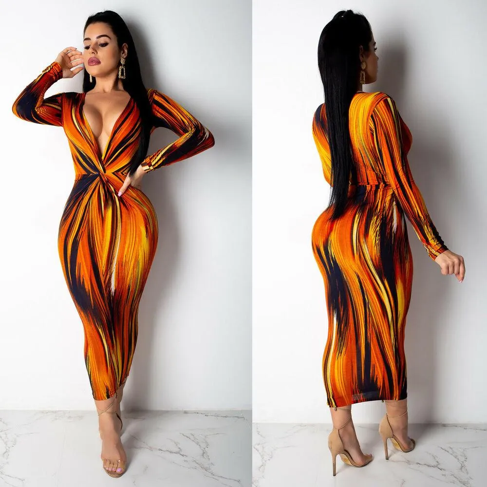 Sexy V-neck Bodycon Cocktail Party Dress