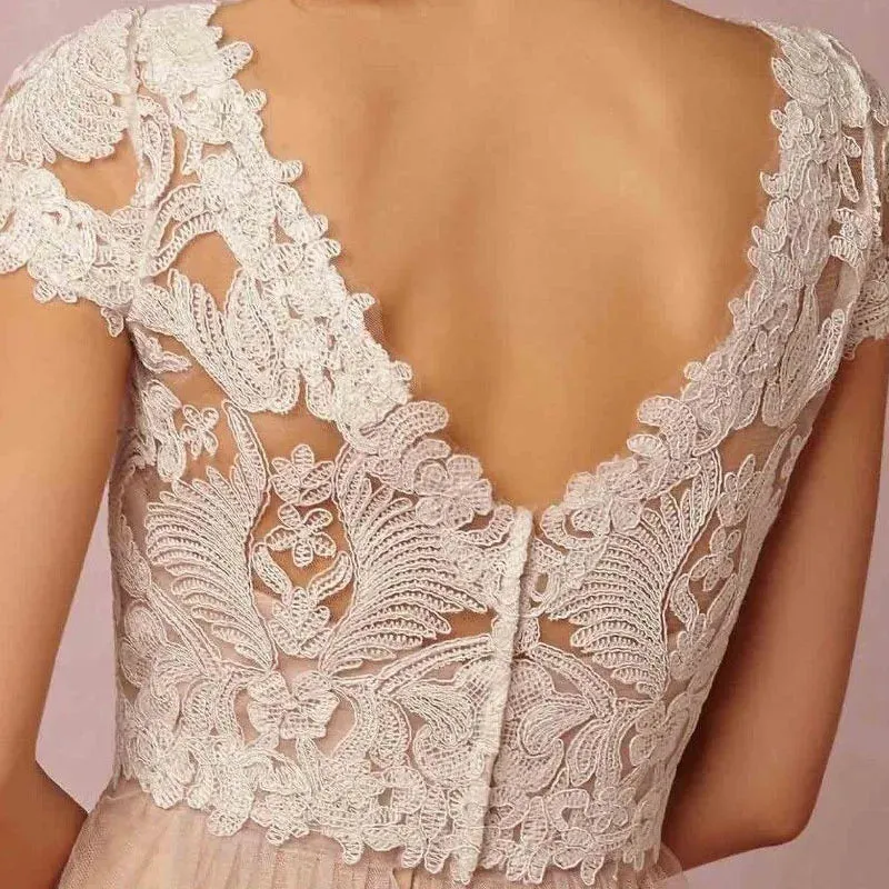 Short Sleeve Lace Wedding Jackets V-Back Bridal Wedding Dress Wrap Shawl