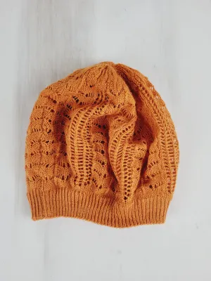 SLOUCHY ORANGE THIN KNIT HAT O/S PRE-LOVED