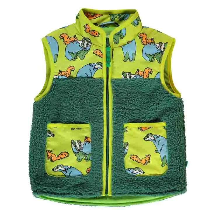 Smafolk Sleeveless Fleece Jacket - Badger & Squirrel Pear Green