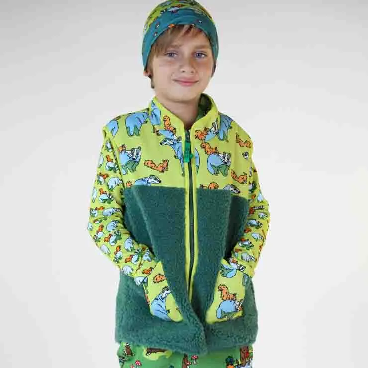 Smafolk Sleeveless Fleece Jacket - Badger & Squirrel Pear Green