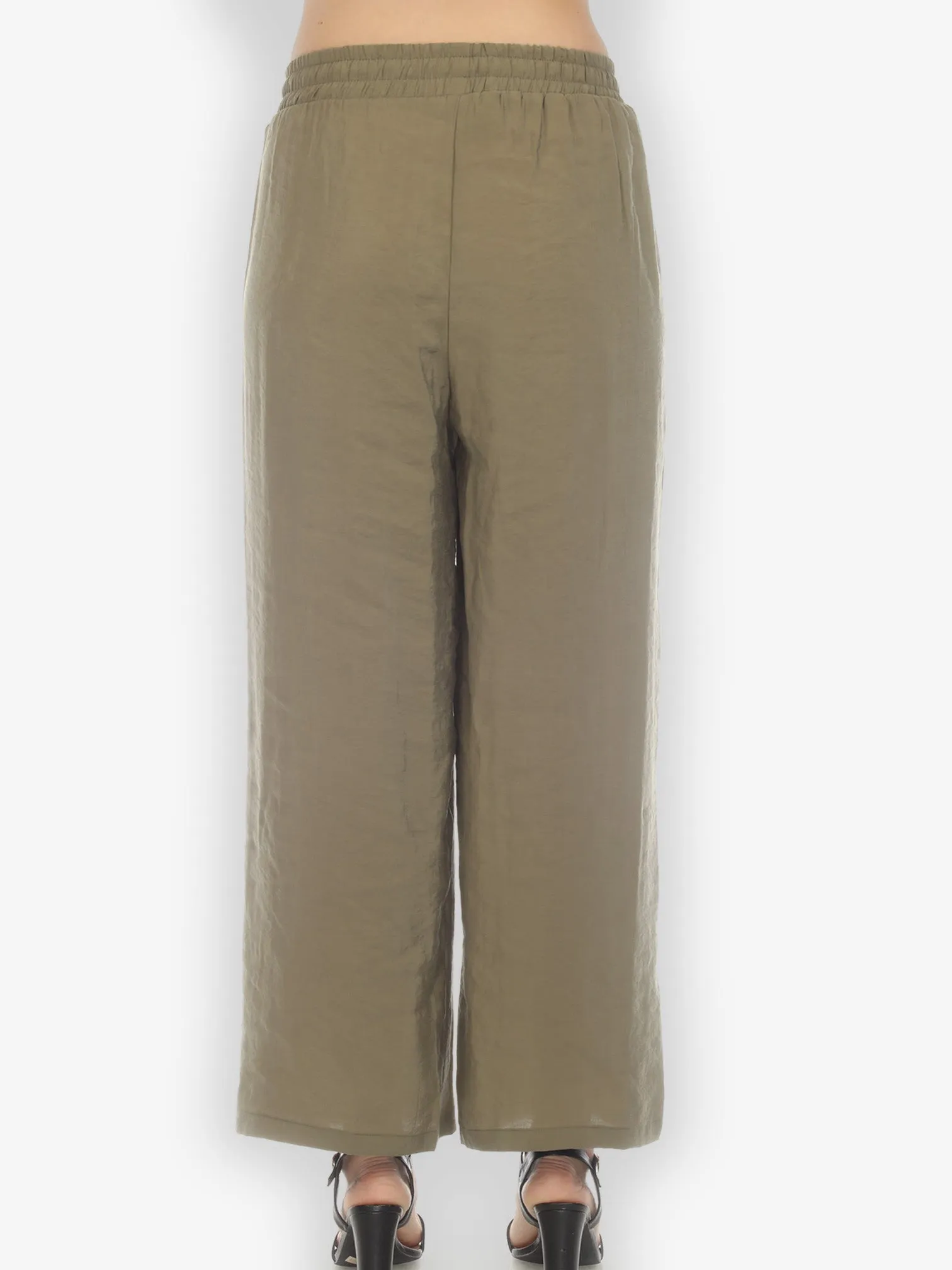 Solid Rayon Khaki Pull on Pant