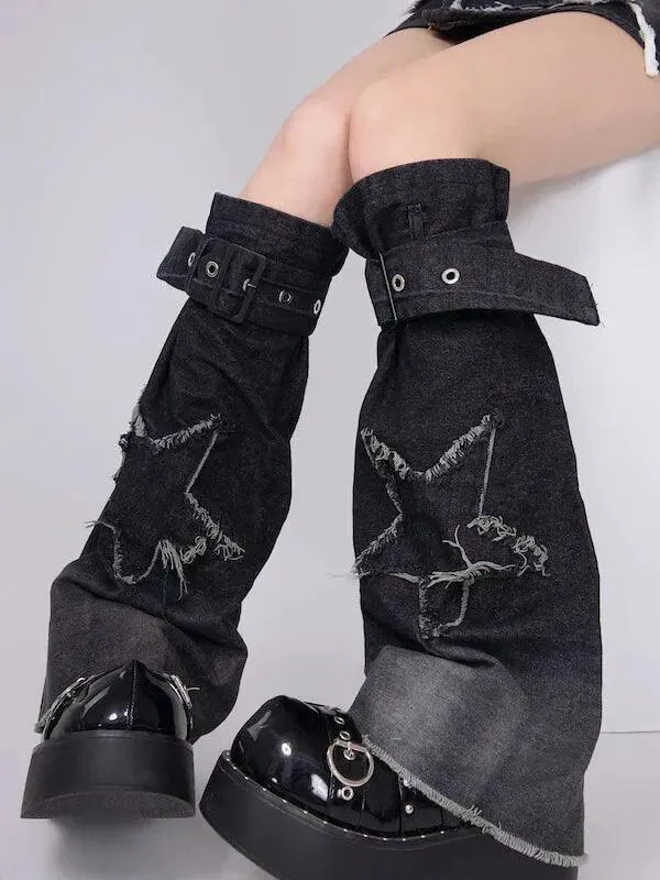 Star Vintage Flared Jeans Denim Leg Warmer | Gothic Punk Outfits