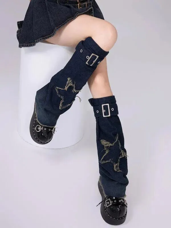 Star Vintage Flared Jeans Denim Leg Warmer | Gothic Punk Outfits