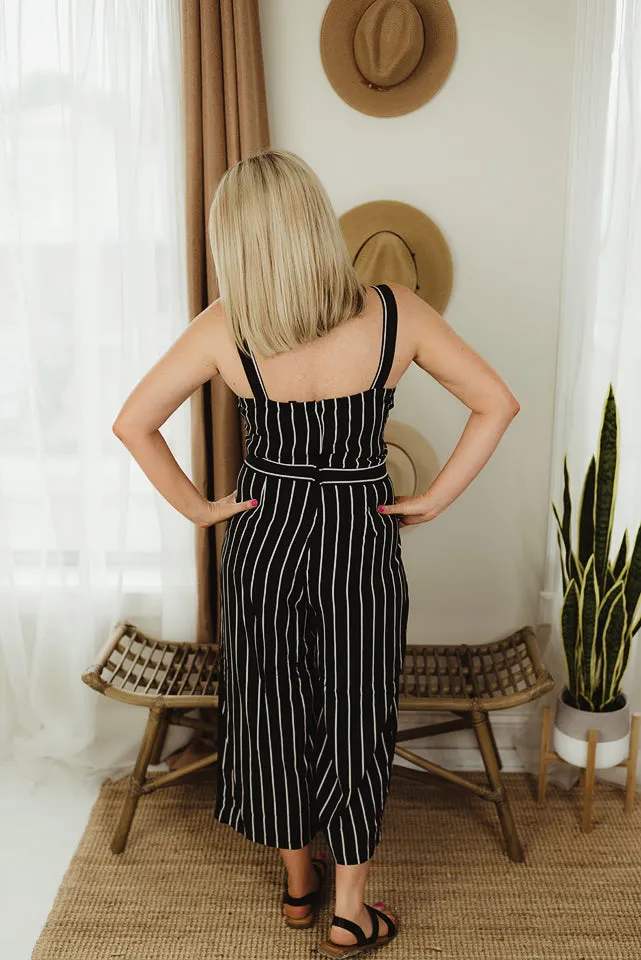 Striped Crepe Jumpsuit