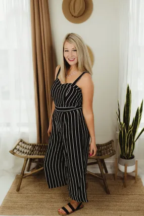 Striped Crepe Jumpsuit