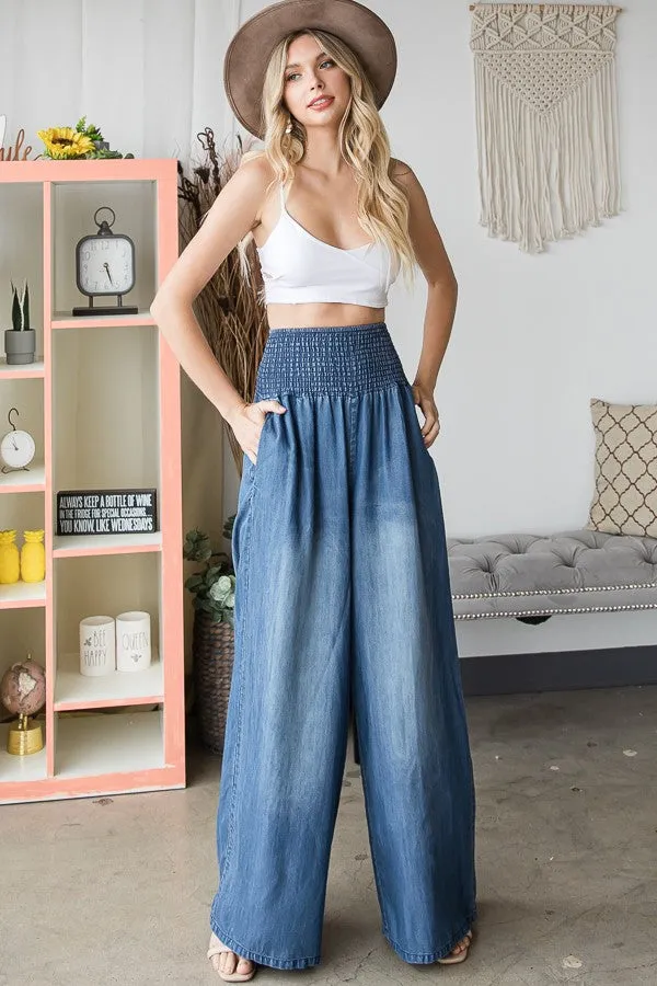 Tencel High Waist Wide Flood Pants