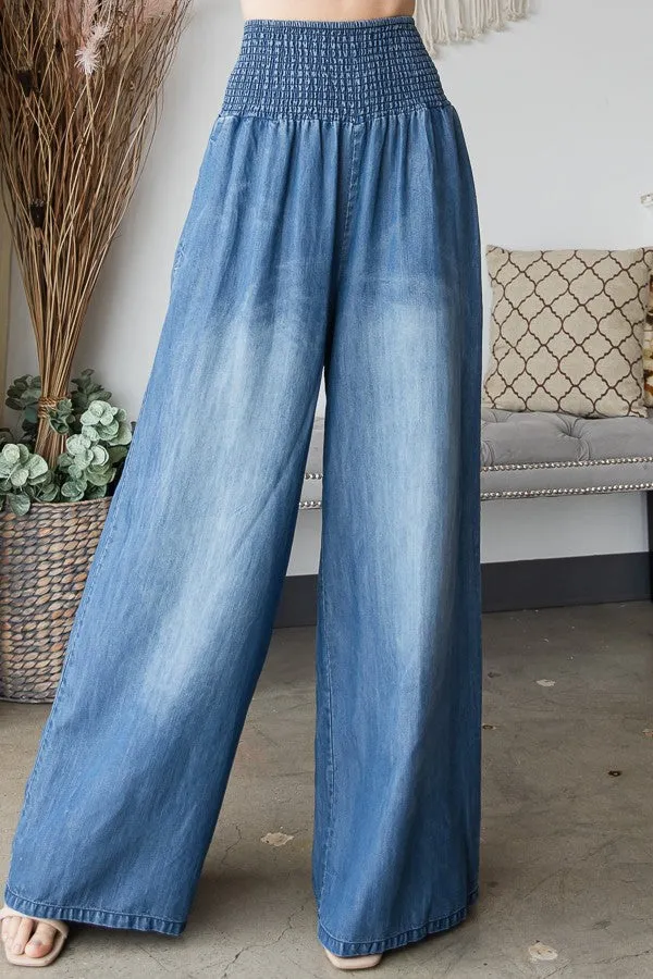 Tencel High Waist Wide Flood Pants