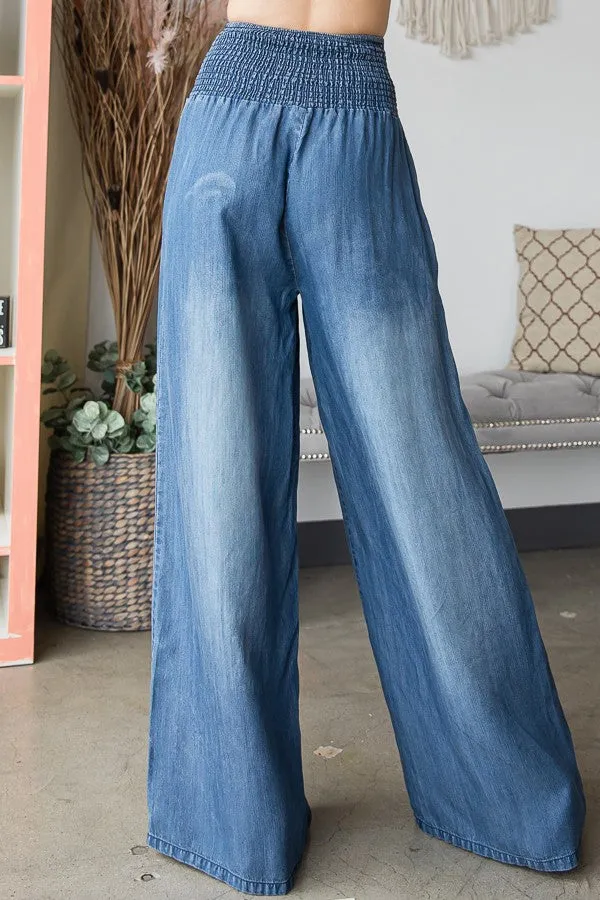 Tencel High Waist Wide Flood Pants