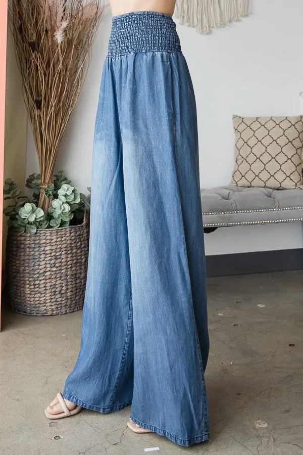 Tencel High Waist Wide Flood Pants