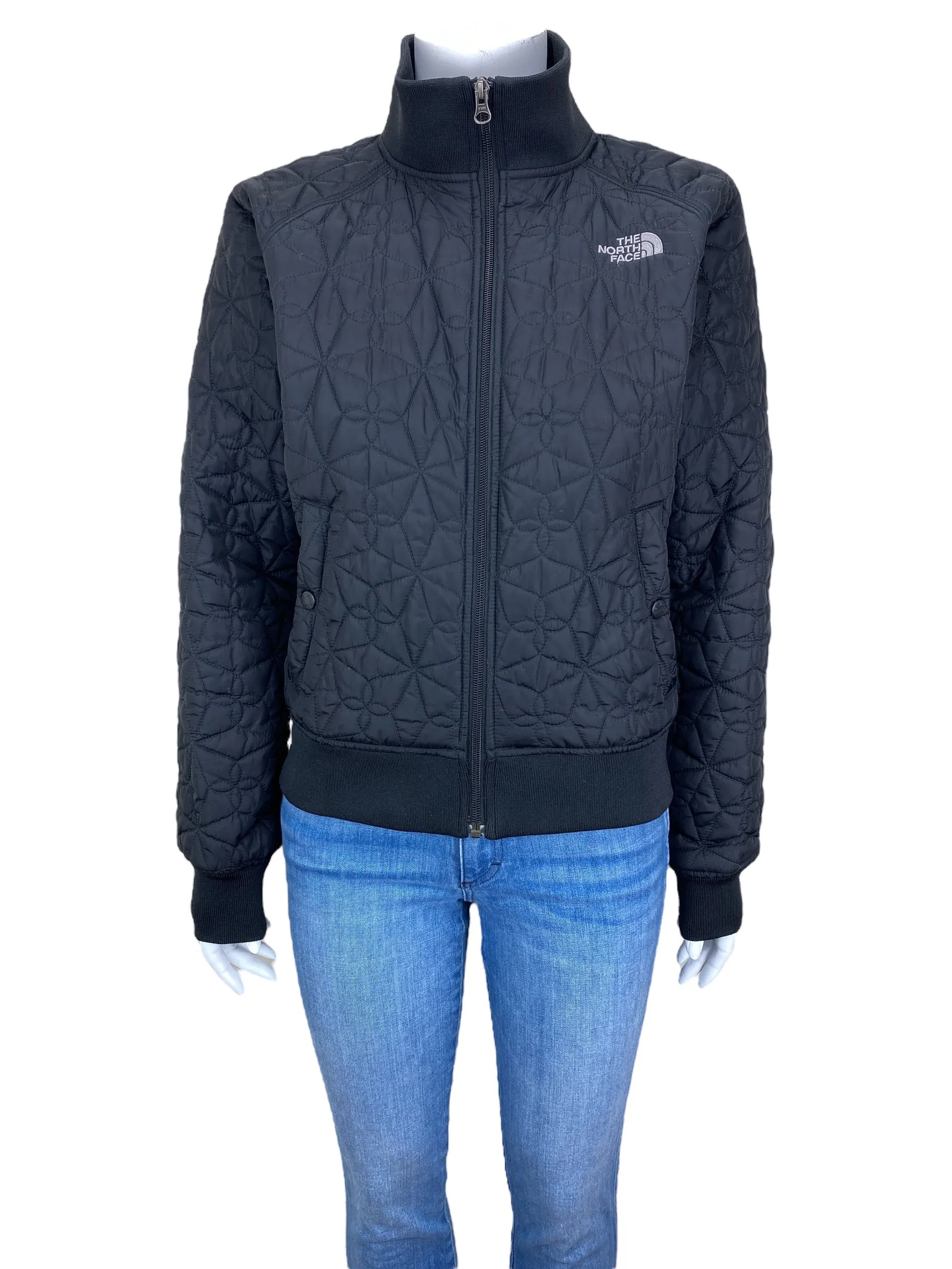 The North Face Women's Quilted Bomber Puffer Jacket Black Size M