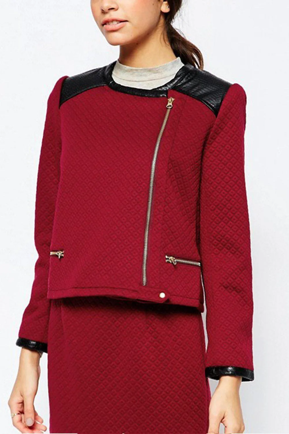 TRAFFIC PEOPLE Red Quilted Zip It Cropped Jacket (XL)