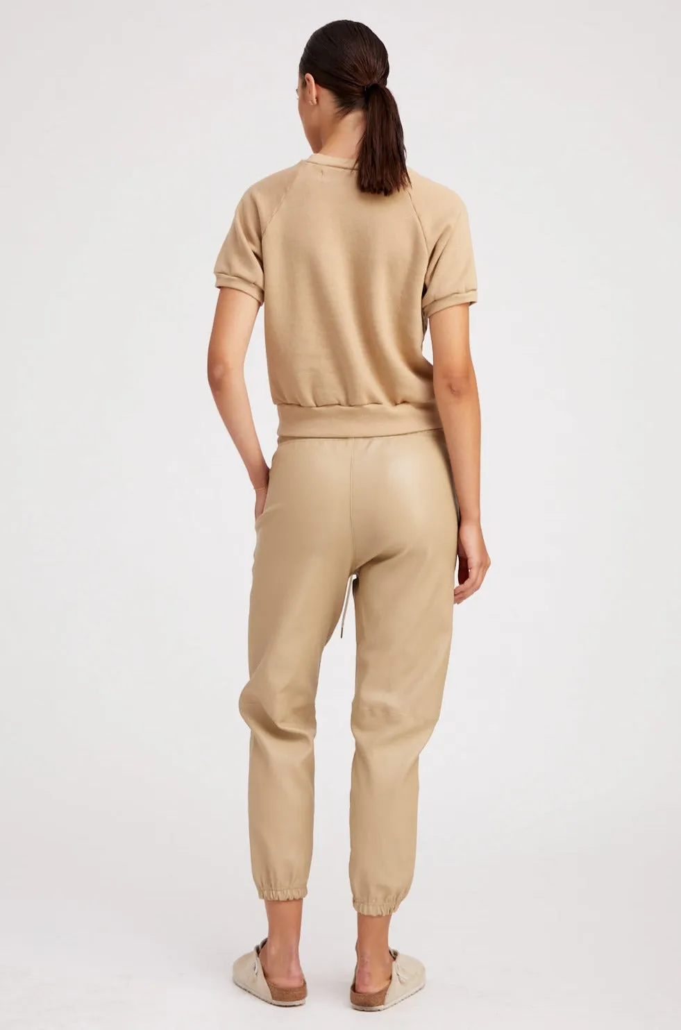 Travertine Leather Sweatpants