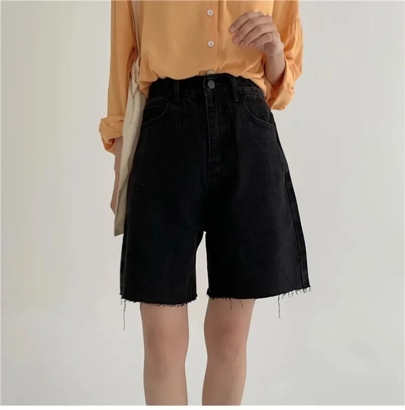 Trendy Denim Knee Shorts for Women