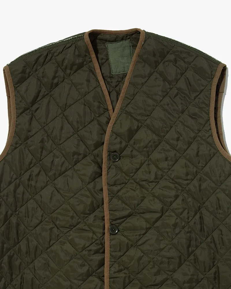 US Vintage Quilted Liner Vest, Unknown Brand, Military Green with Tan Accents - 45