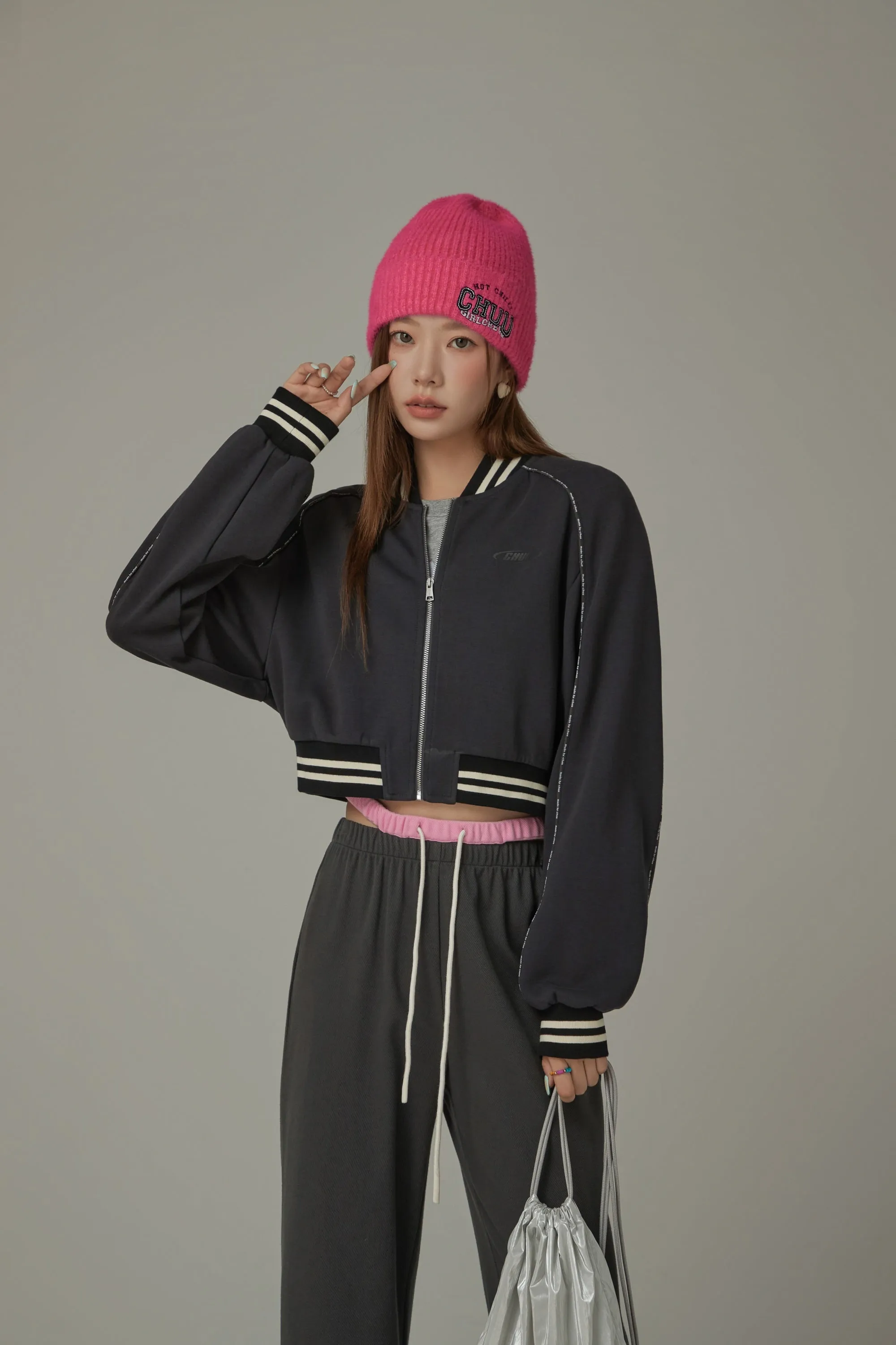 Varsity Color Sporty Cropped Jacket