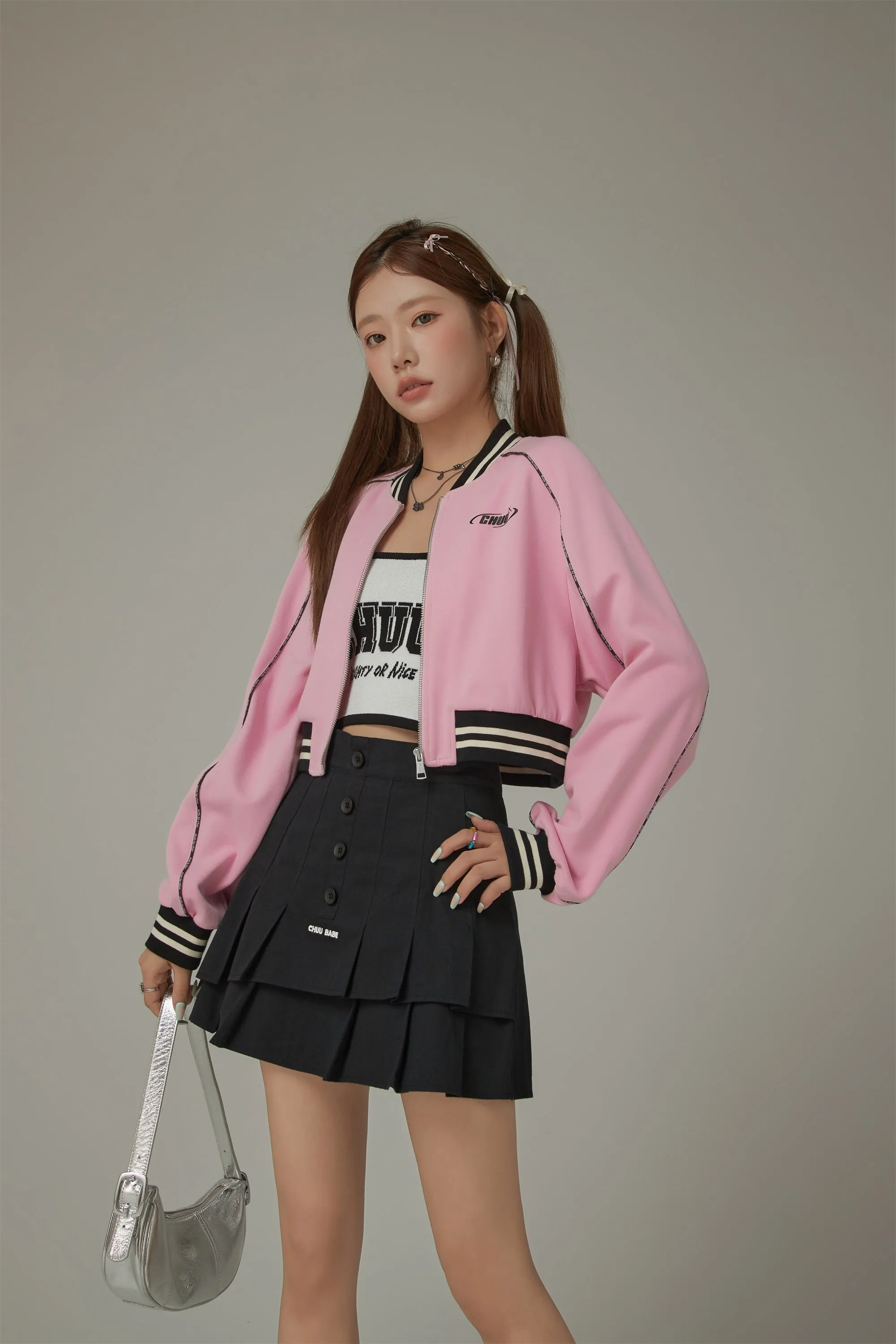 Varsity Color Sporty Cropped Jacket