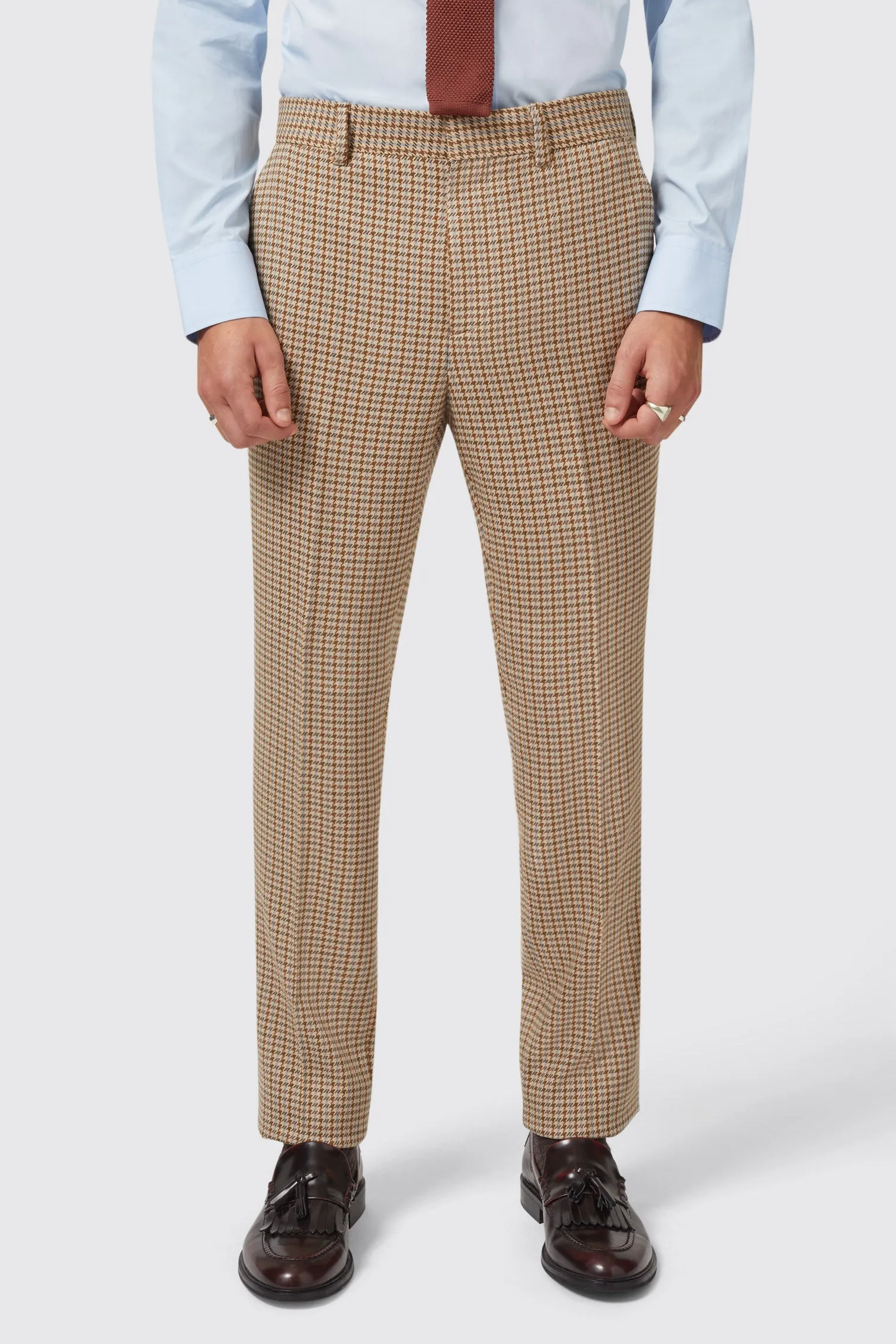 Vaughan Slim Fit Brown Wool Check Suit