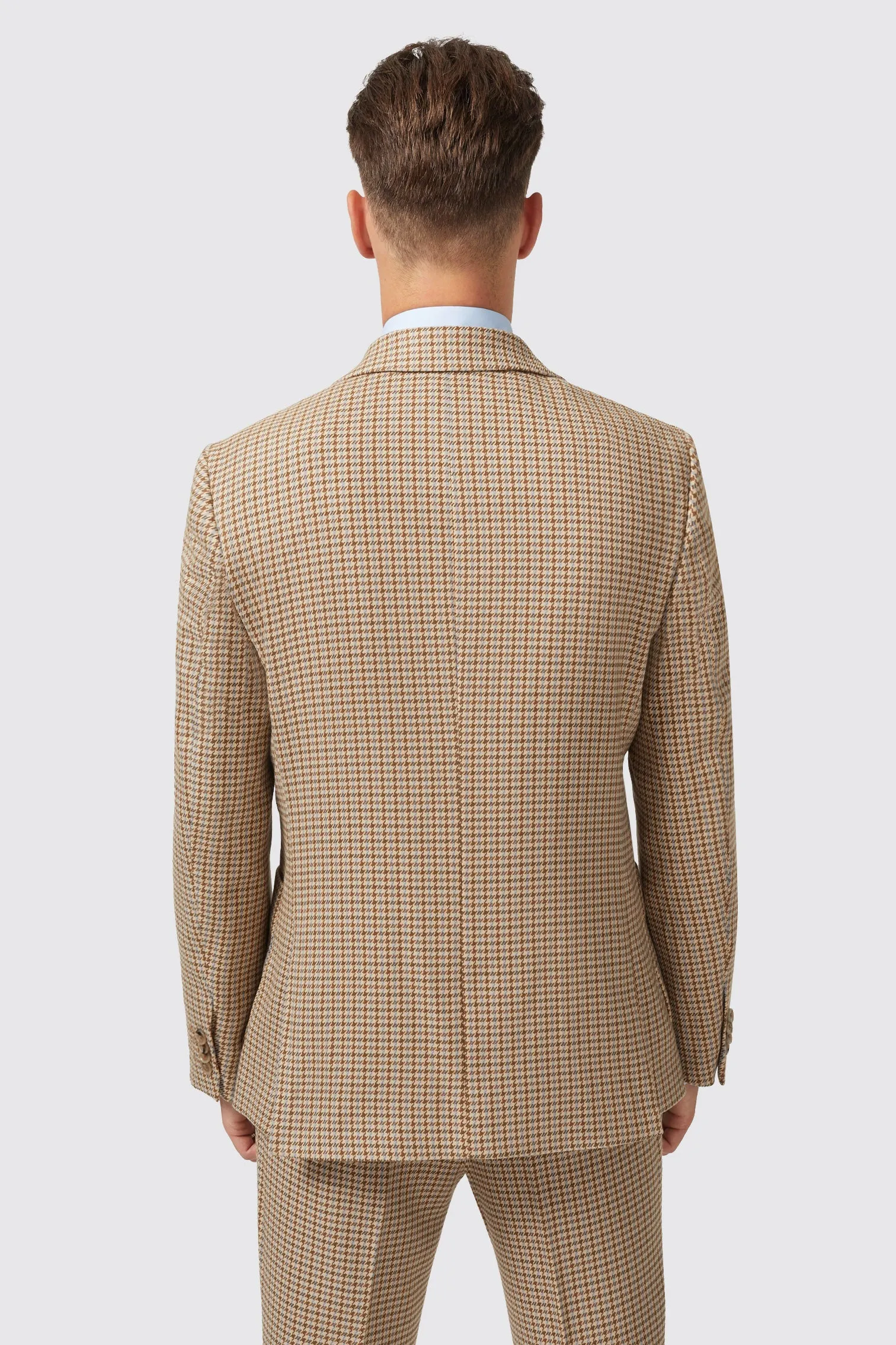 Vaughan Slim Fit Brown Wool Check Suit