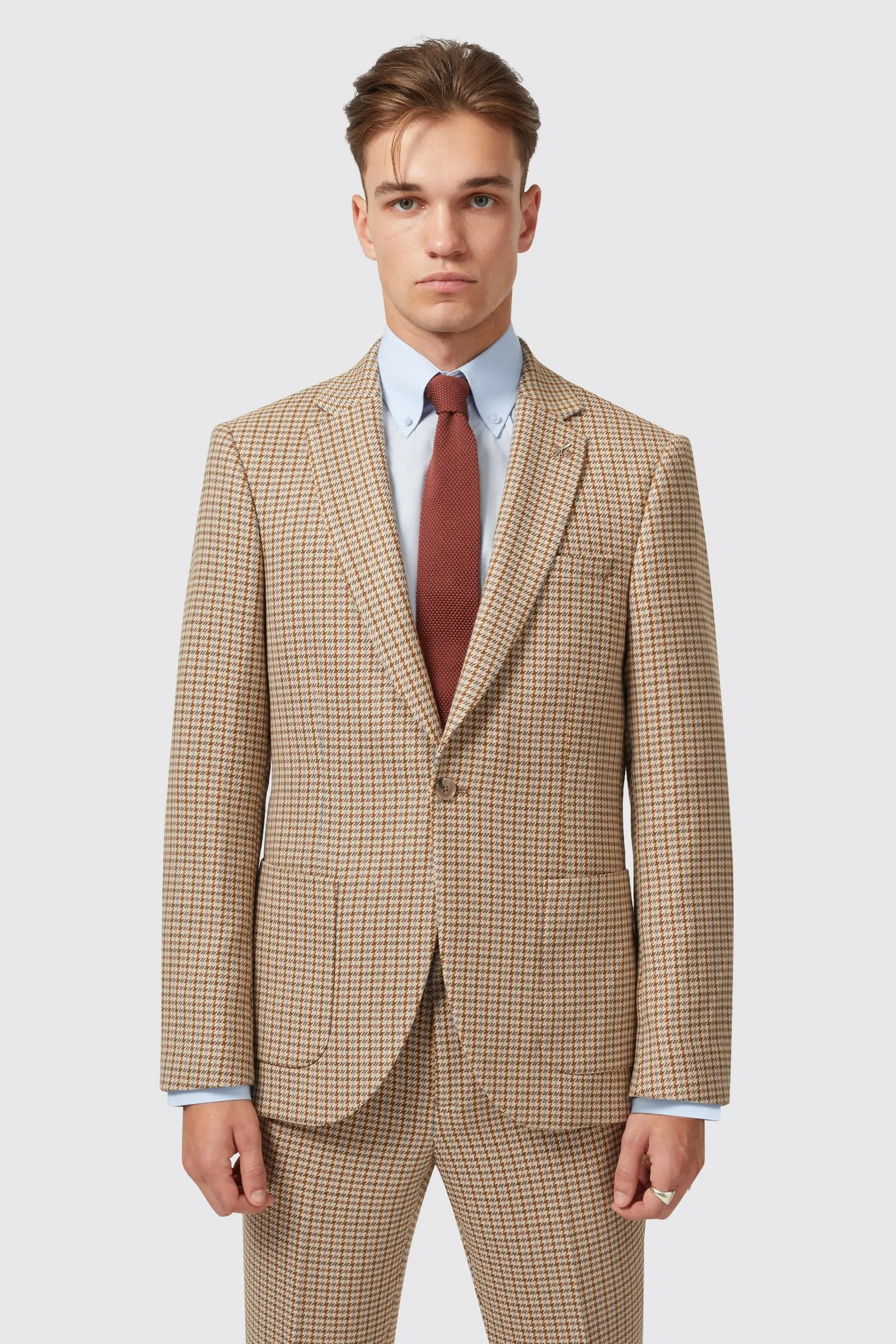 Vaughan Slim Fit Brown Wool Check Suit