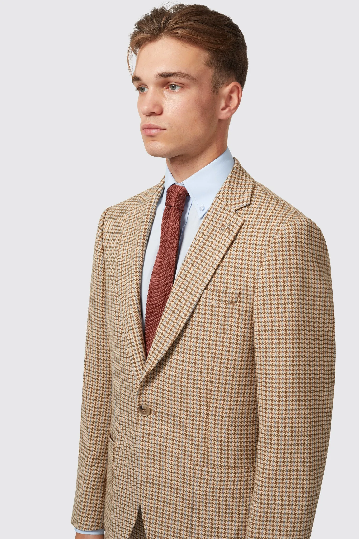 Vaughan Slim Fit Brown Wool Check Suit