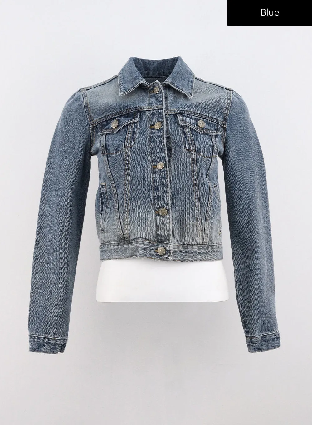 Washed Denim Buttoned Jacket CO318