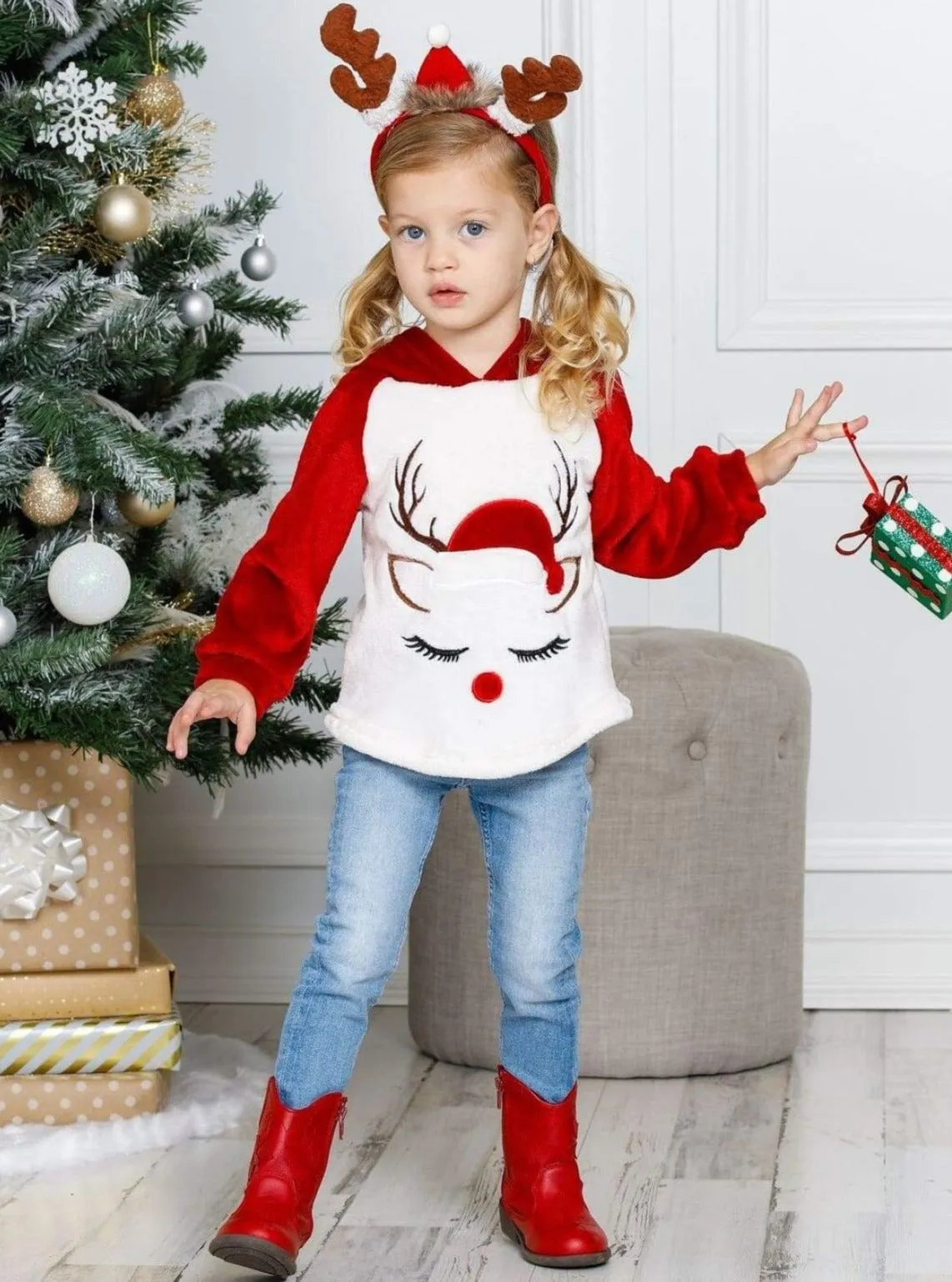 Wintertime Fun Fleece Raglan Holiday Hoodie