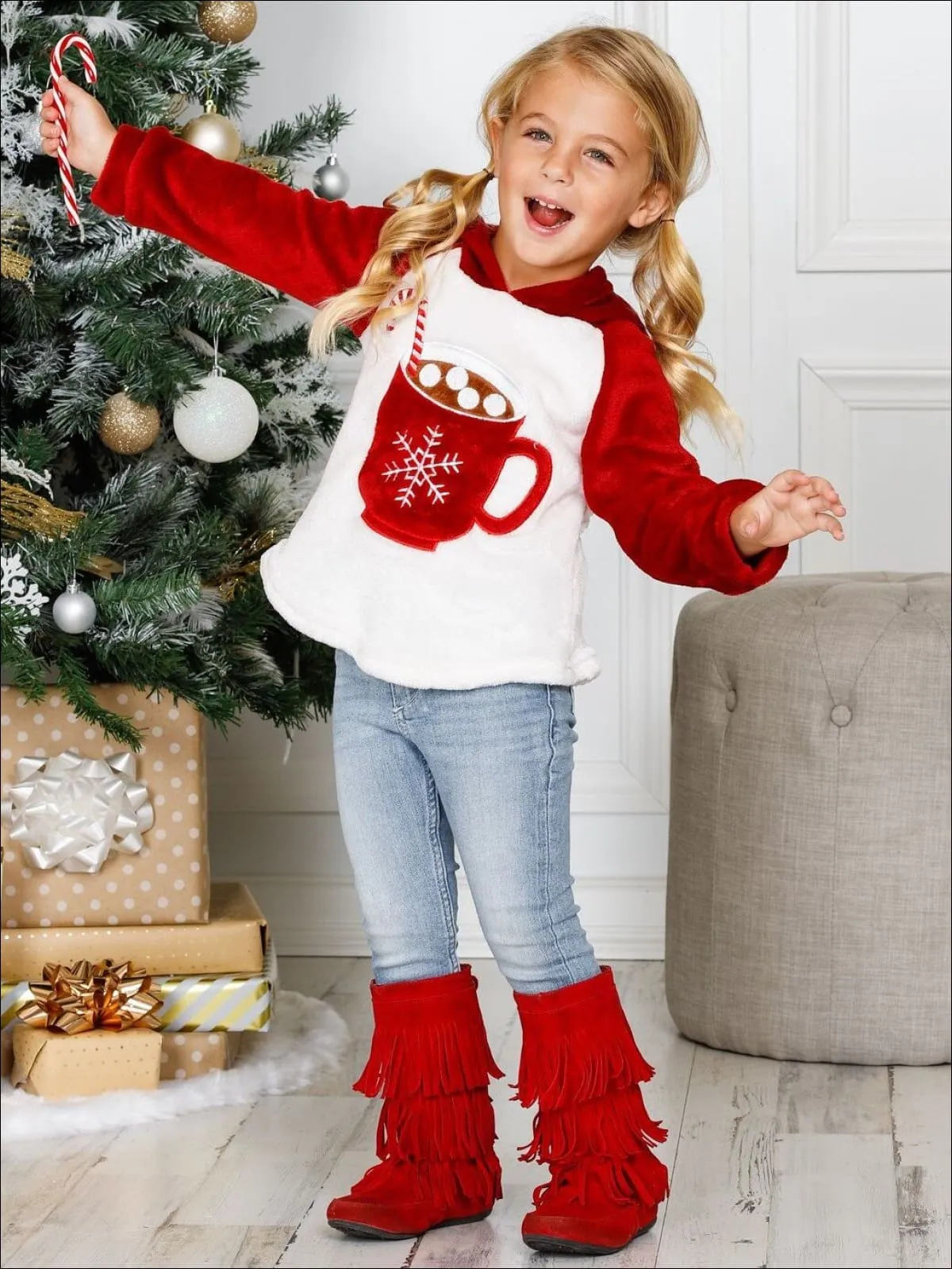 Wintertime Fun Fleece Raglan Holiday Hoodie