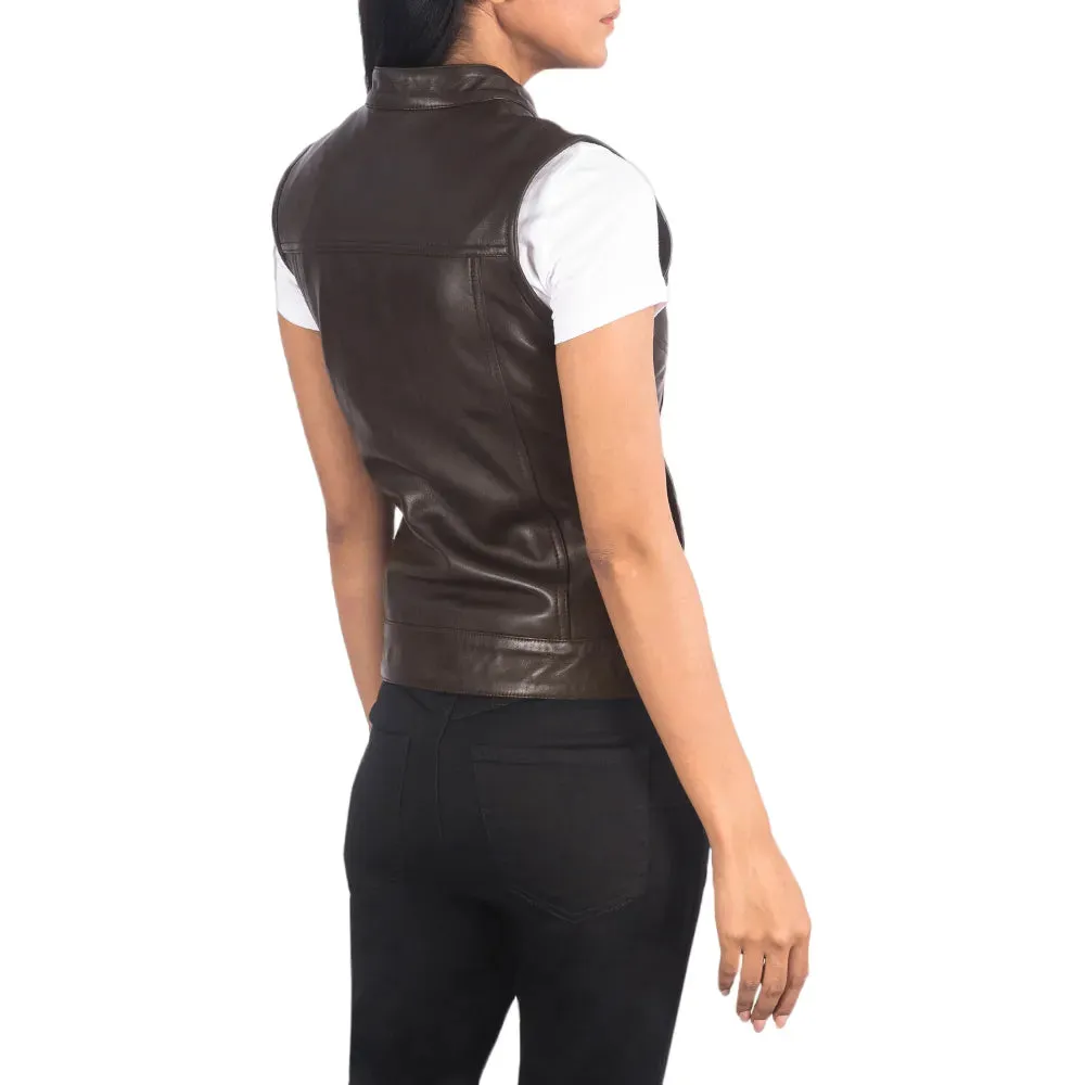 Womens Brown Leather Motorcycle Vest