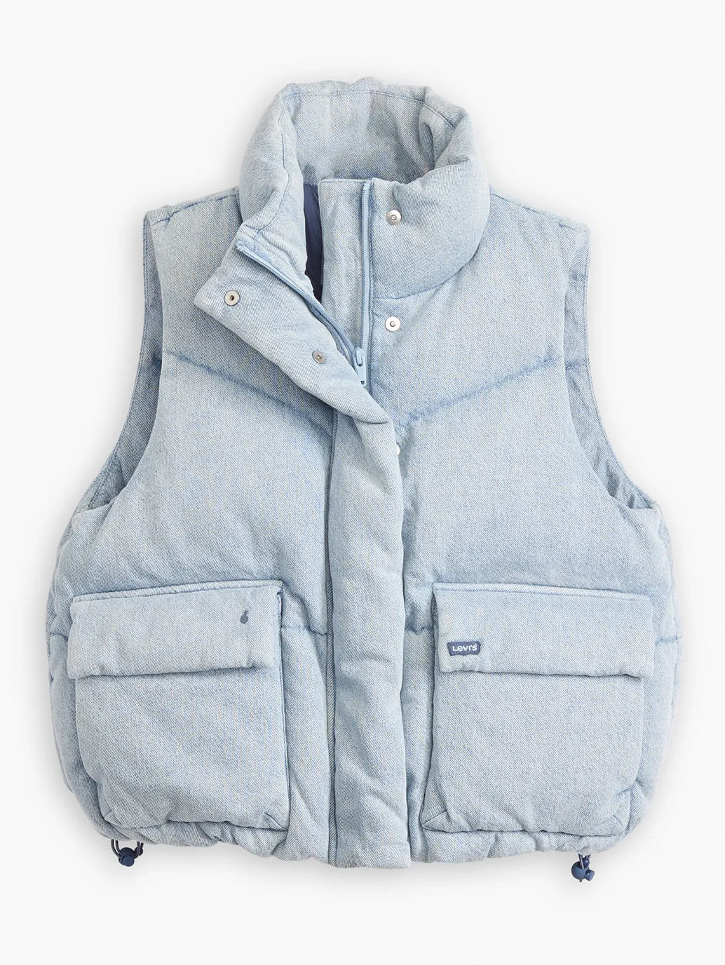 Women's Solid Light-Blue Gilet Jacket