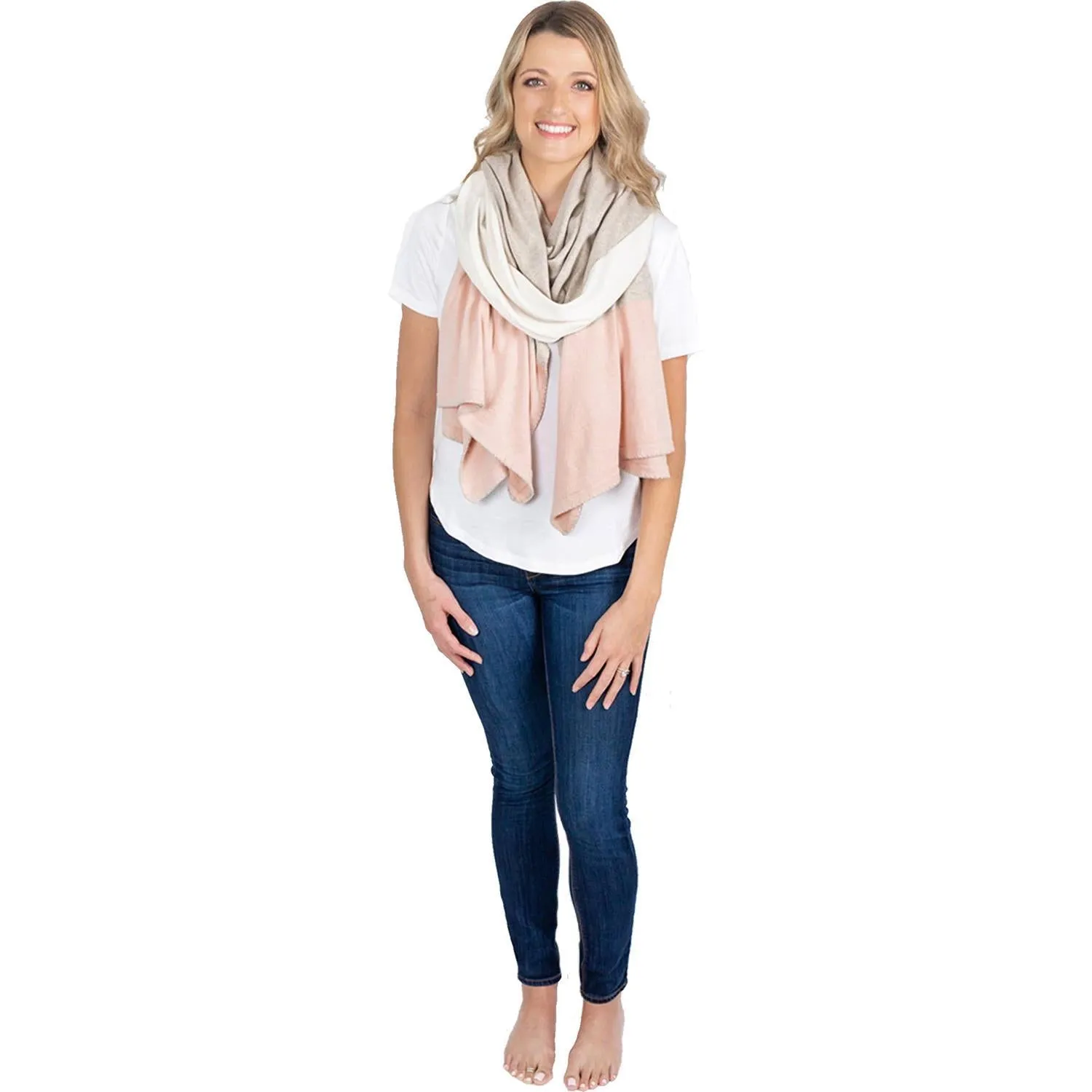 Women's Zestt Organics Organic Cotton Dreamsoft Travel Scarf Blush Colorblock