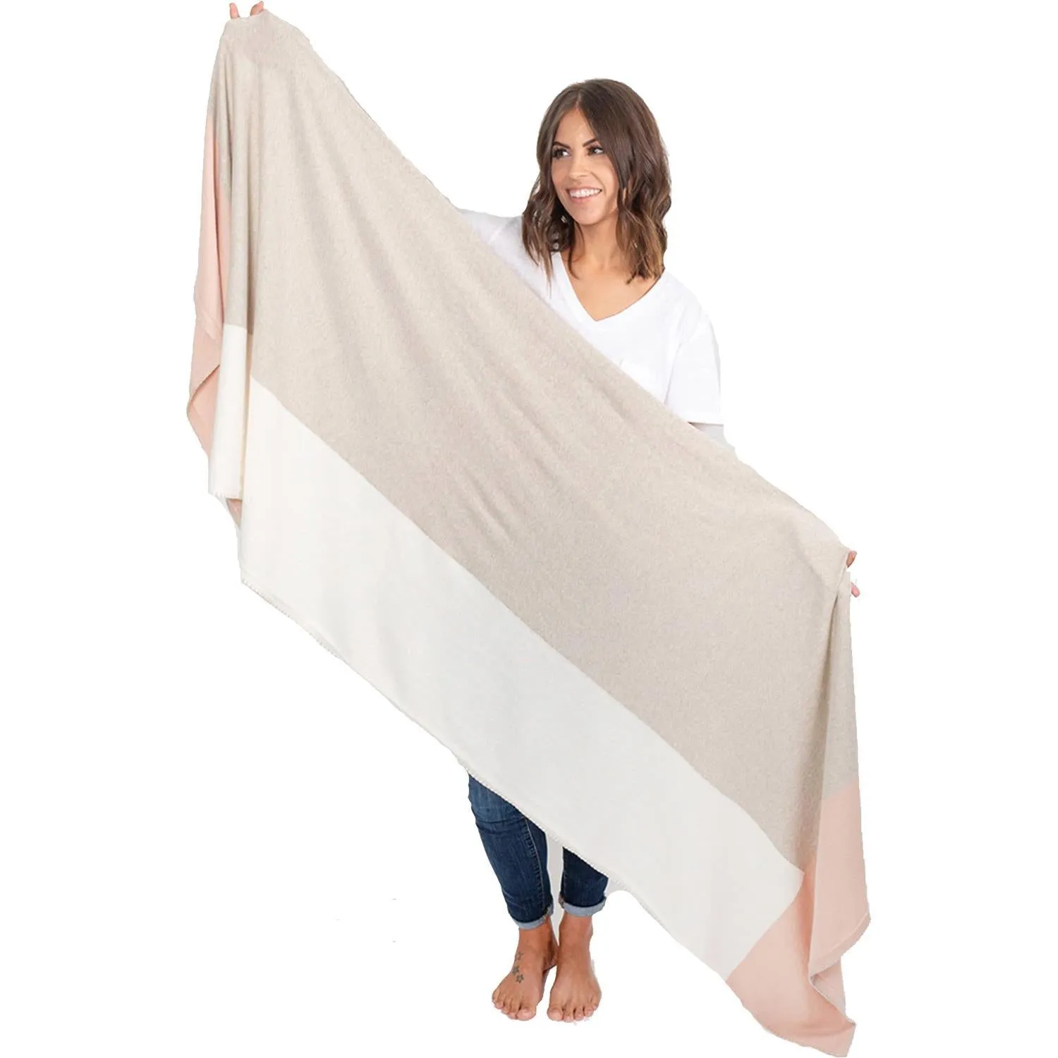 Women's Zestt Organics Organic Cotton Dreamsoft Travel Scarf Blush Colorblock