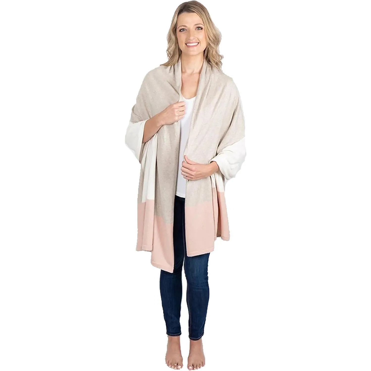 Women's Zestt Organics Organic Cotton Dreamsoft Travel Scarf Blush Colorblock