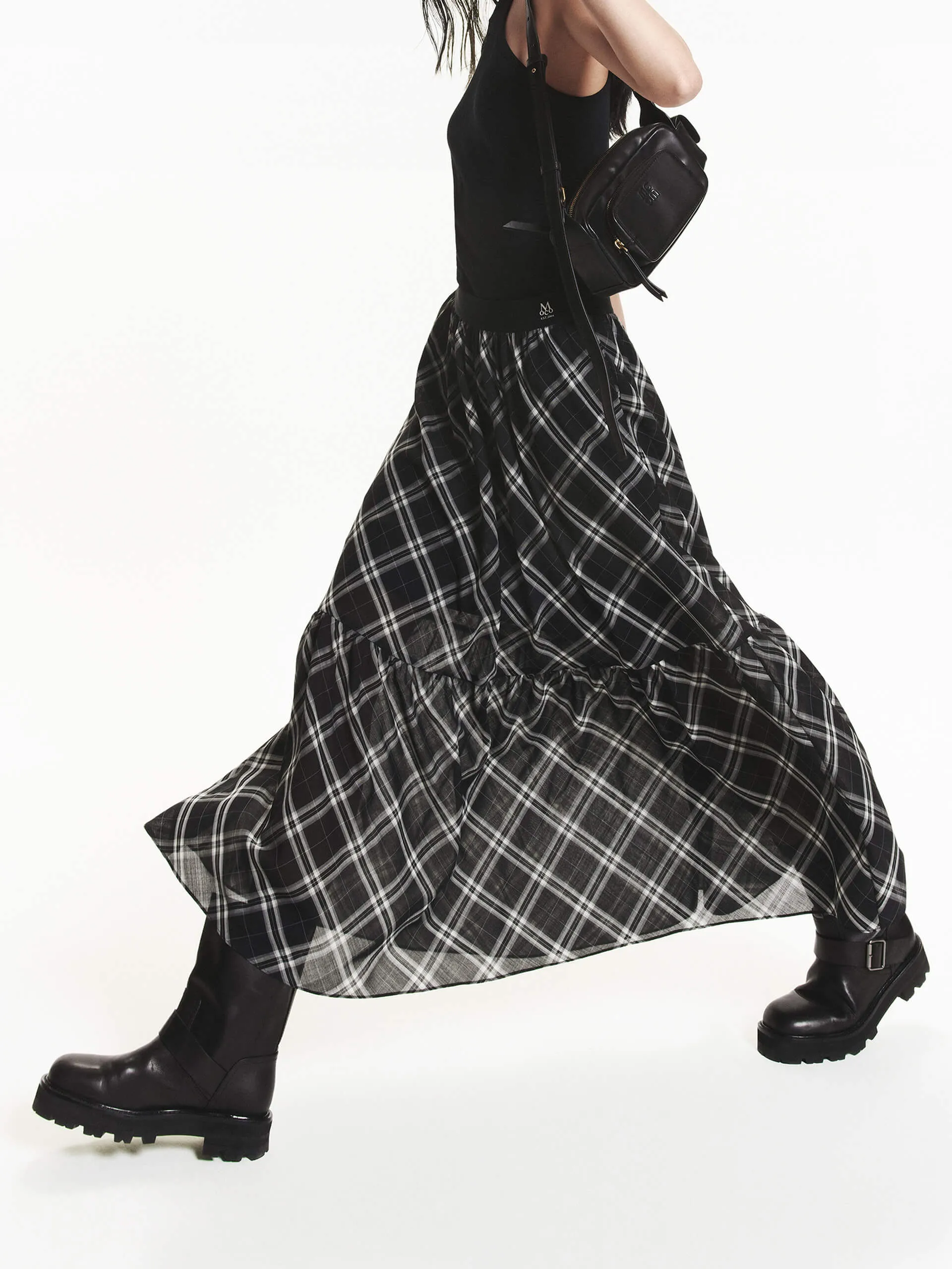 Wool Blend Plaid Skirt