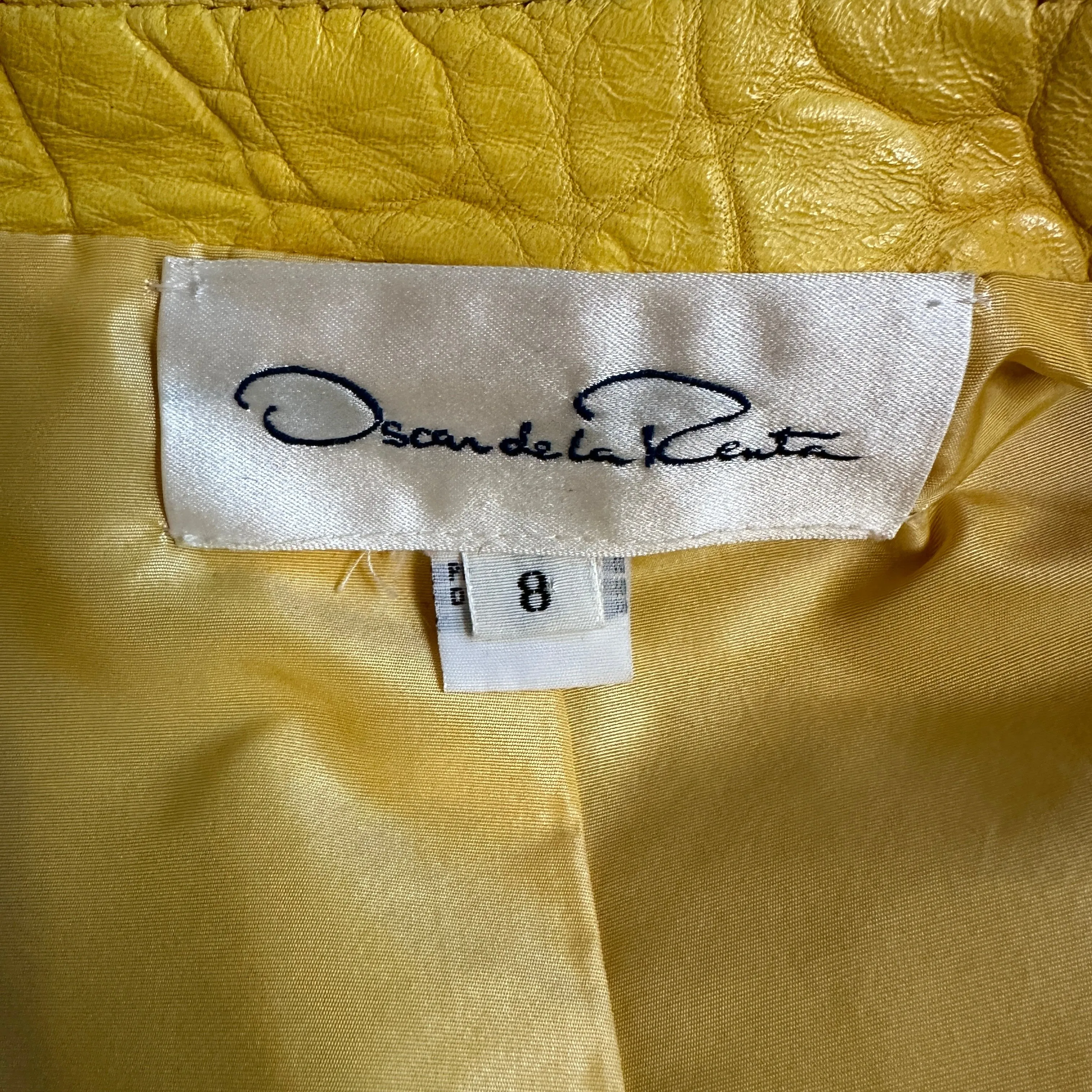 Yellow Embossed Leather Jacket - M