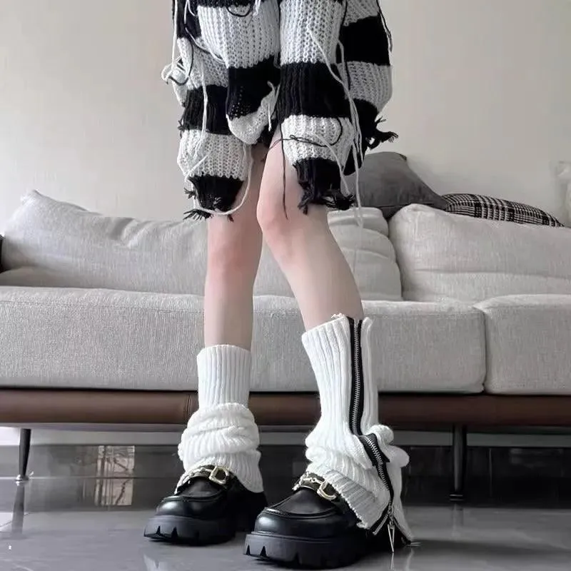 Zip Up Knitted Leg Warmers | Y2K Fashion Cute Leg Warmers