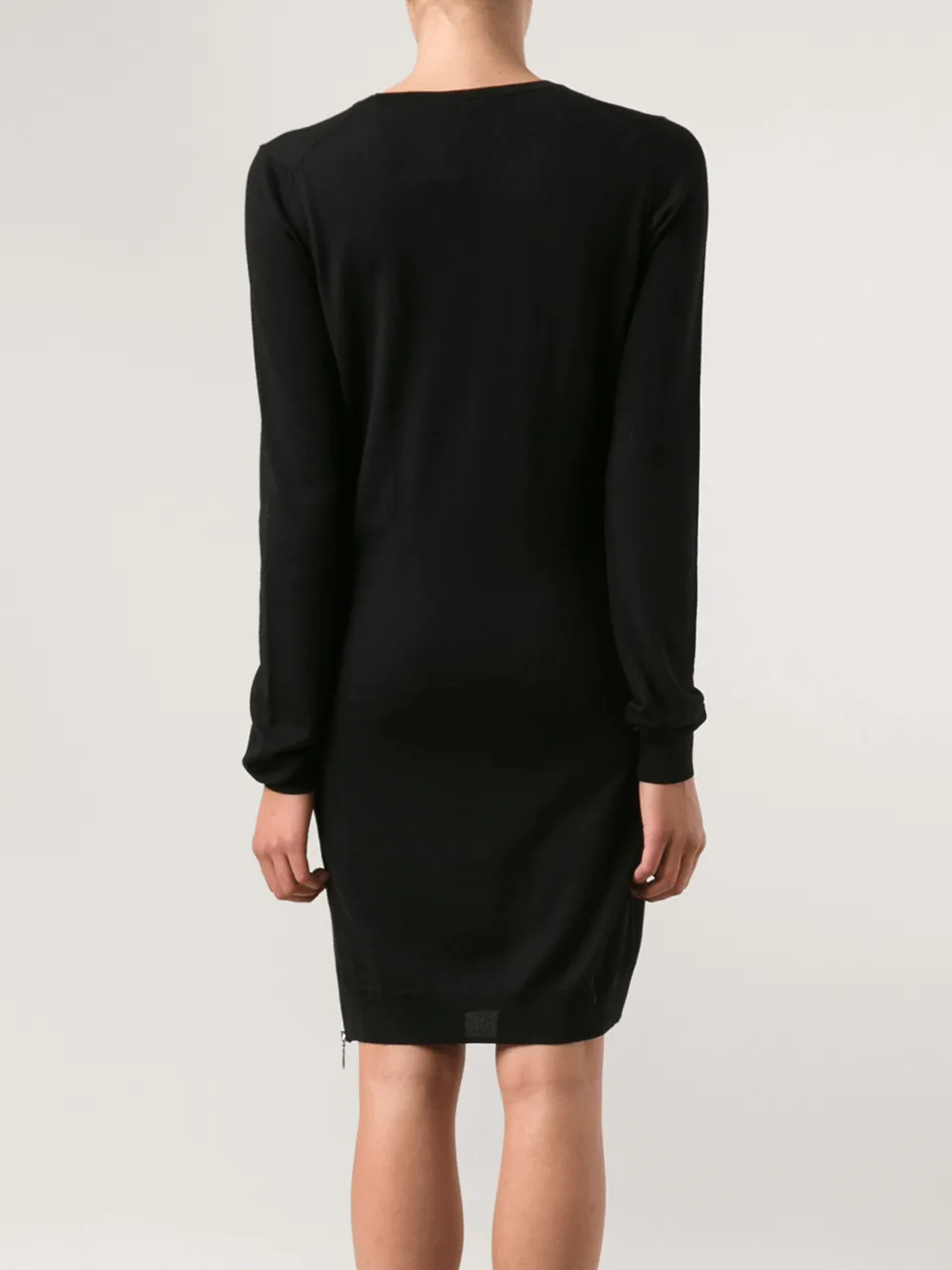 Zip V-Neck Sweater Dress