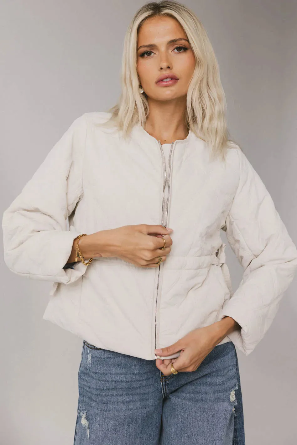 Zola Quilted Jacket in Bone